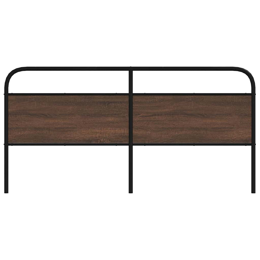 Hoofdbord 180 cm bewerkt hout en staal bruin eikenkleurig