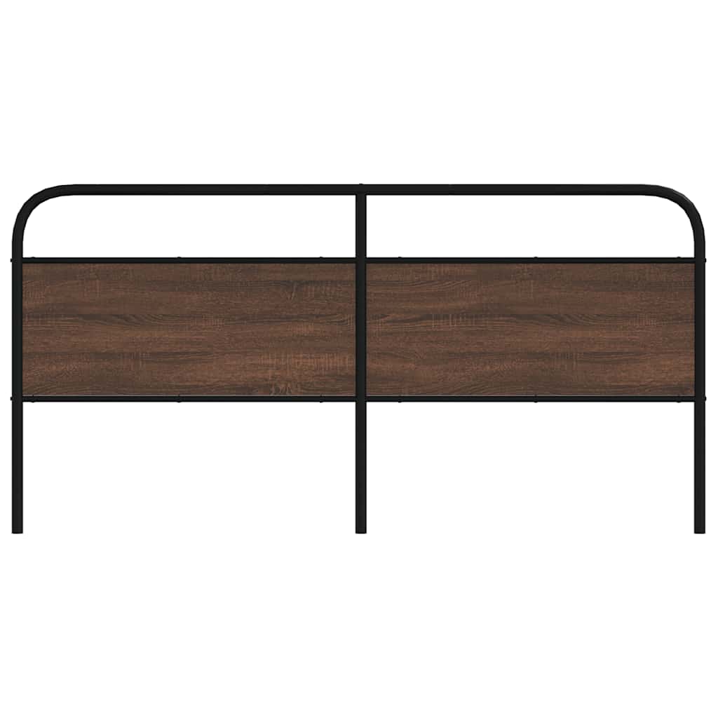 Hoofdbord 190 cm bewerkt hout en staal bruin eikenkleurig