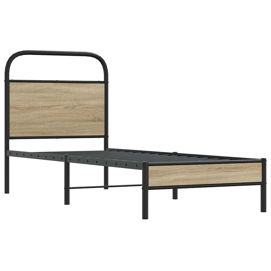 Bedframe zonder matras bewerkt hout gerookt eiken 75x190 cm