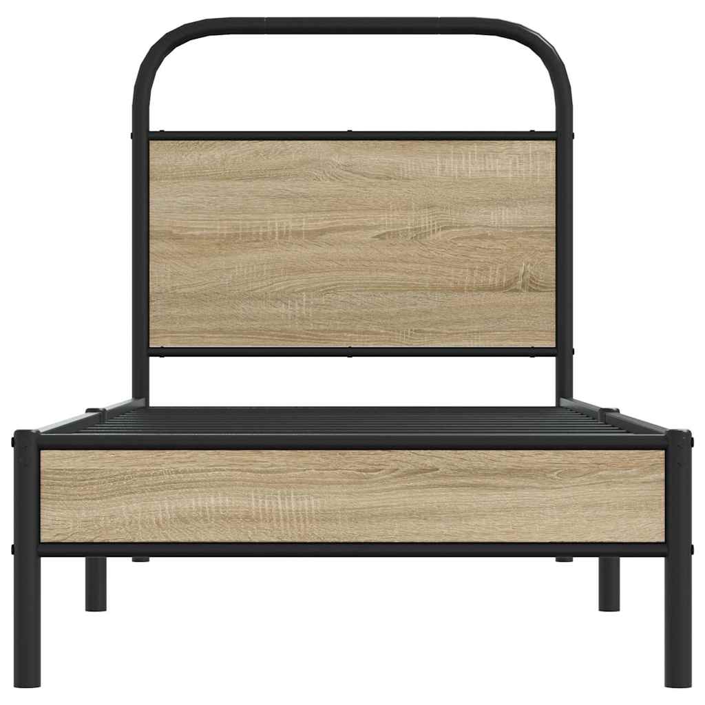 Bedframe zonder matras bewerkt hout gerookt eiken 75x190 cm