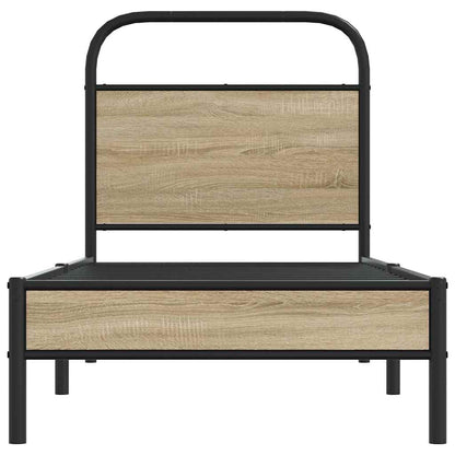 Bedframe zonder matras bewerkt hout gerookt eiken 75x190 cm
