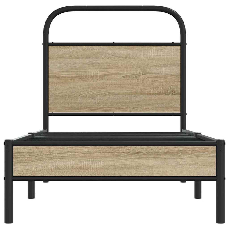 Bedframe zonder matras bewerkt hout gerookt eiken 75x190 cm