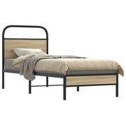 Bedframe 75x190 cm bewerkt hout gerookt eiken