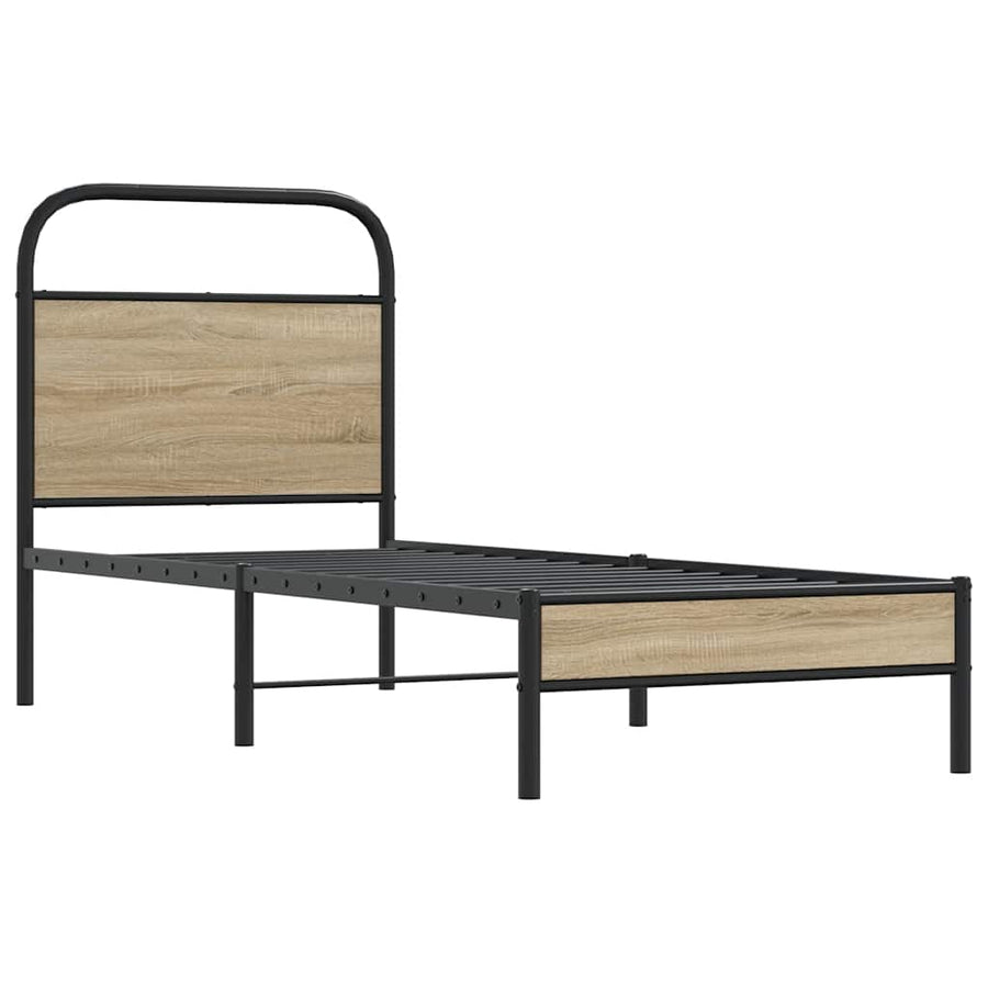 Bedframe zonder matras bewerkt hout gerookt eiken 80x200 cm