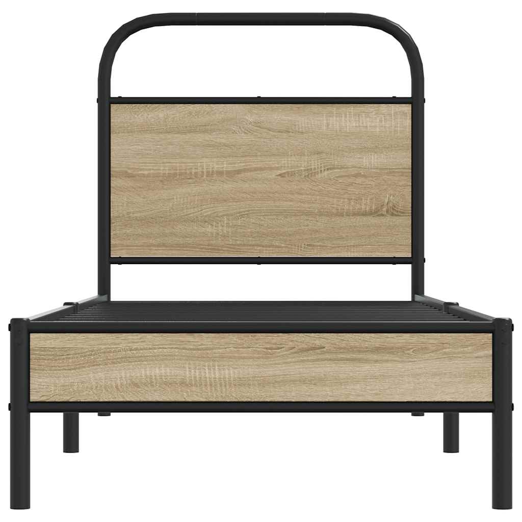 Bedframe zonder matras bewerkt hout gerookt eiken 80x200 cm