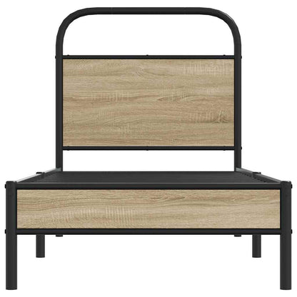Bedframe zonder matras bewerkt hout gerookt eiken 80x200 cm