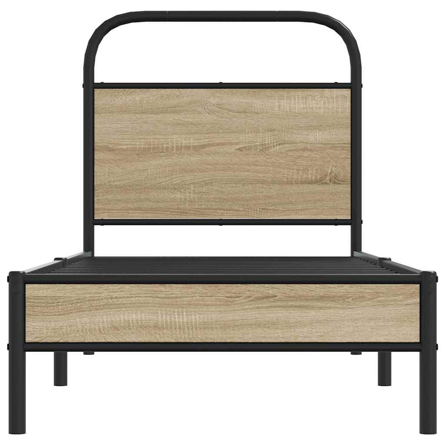 Bedframe zonder matras bewerkt hout gerookt eiken 80x200 cm