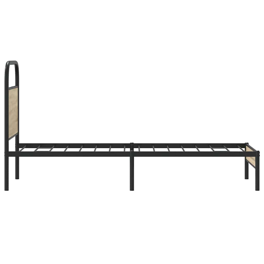 Bedframe zonder matras bewerkt hout gerookt eiken 80x200 cm