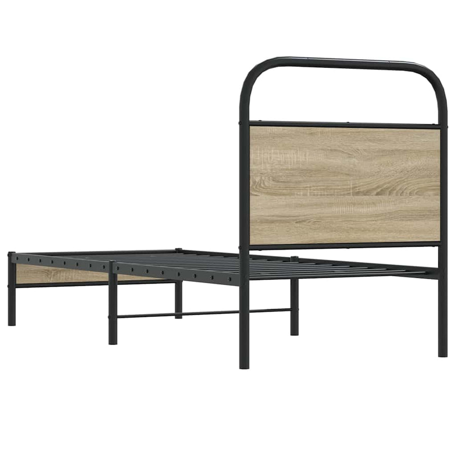 Bedframe zonder matras bewerkt hout gerookt eiken 80x200 cm