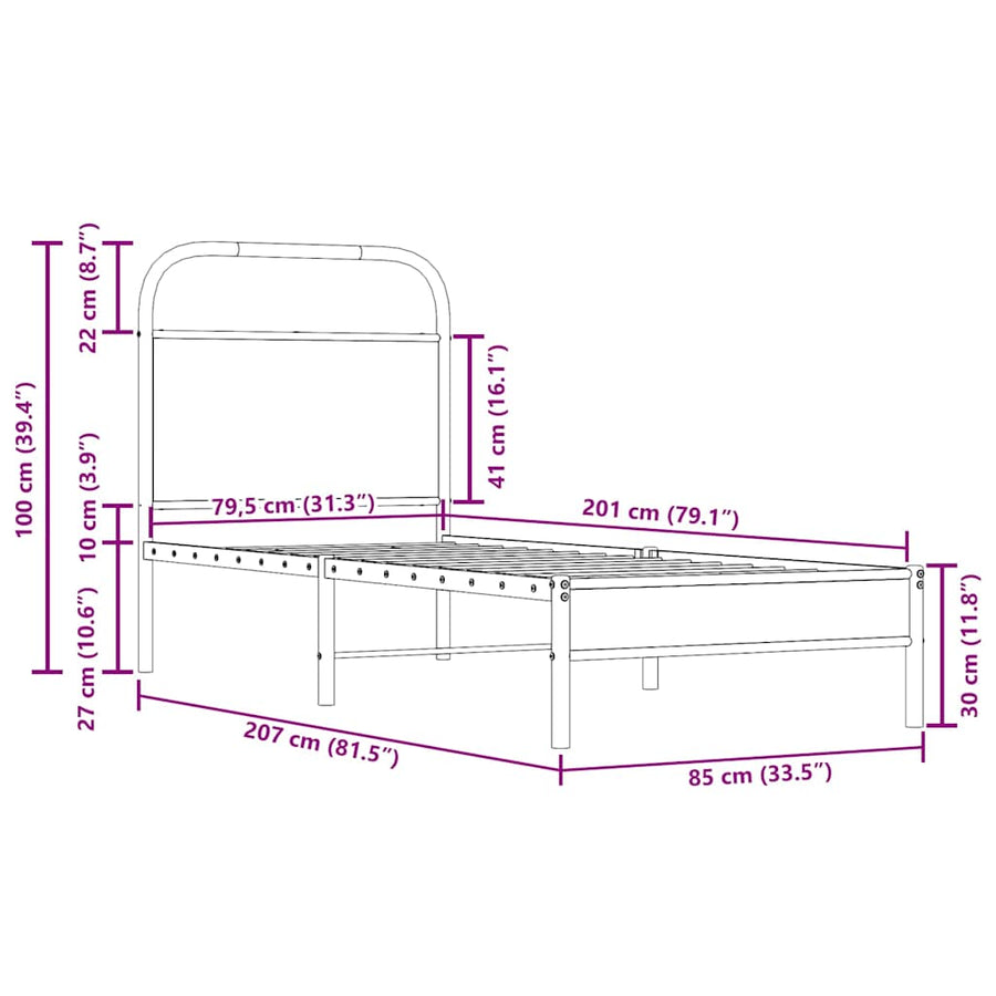 Bedframe zonder matras bewerkt hout gerookt eiken 80x200 cm