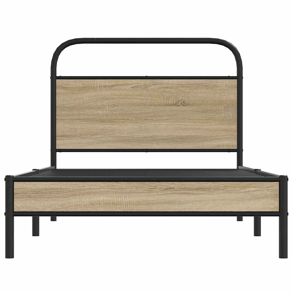 Bedframe zonder matras bewerkt hout gerookt eiken 90x200 cm