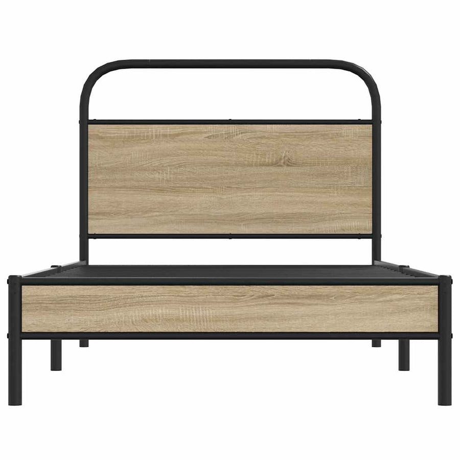 Bedframe zonder matras bewerkt hout gerookt eiken 90x200 cm