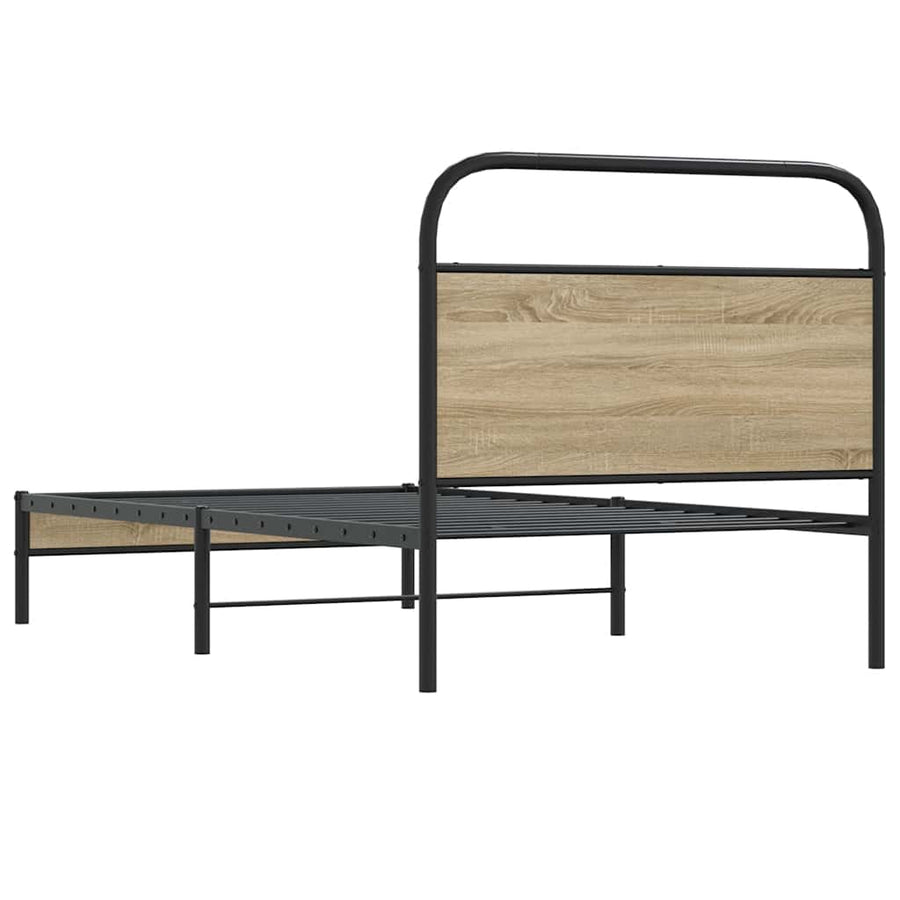 Bedframe zonder matras bewerkt hout gerookt eiken 90x200 cm