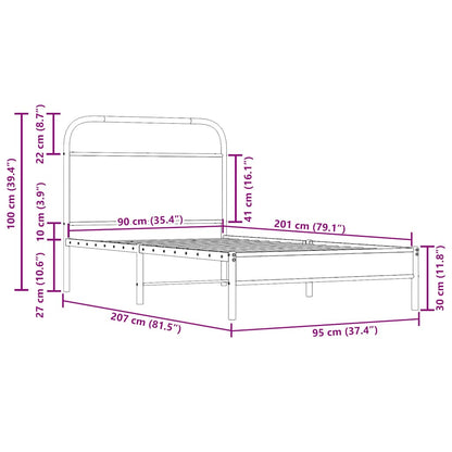 Bedframe zonder matras bewerkt hout gerookt eiken 90x200 cm