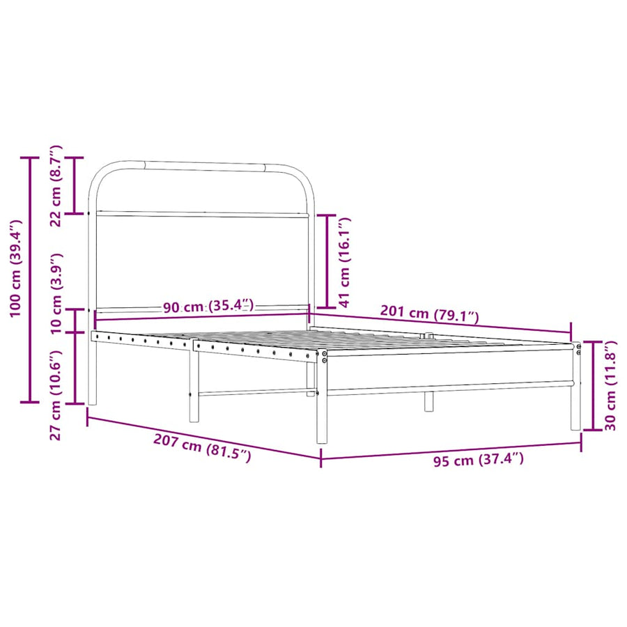 Bedframe zonder matras bewerkt hout gerookt eiken 90x200 cm