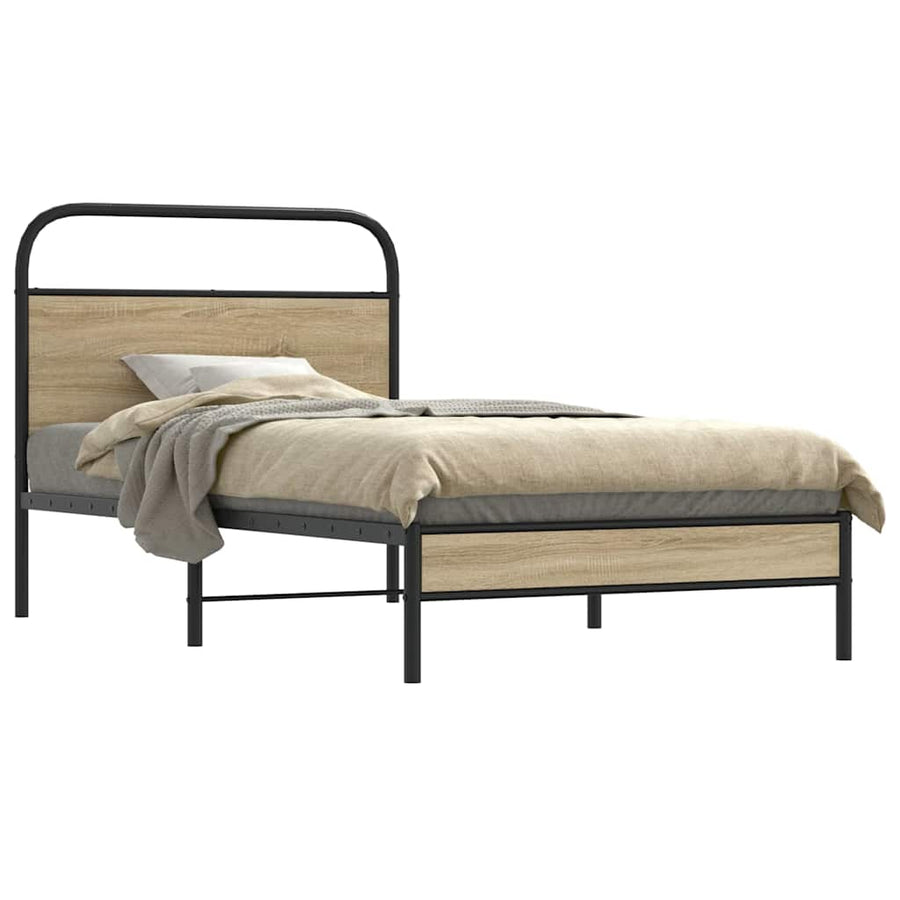 Bedframe zonder matras bewerkt hout gerookt eiken 90x200 cm