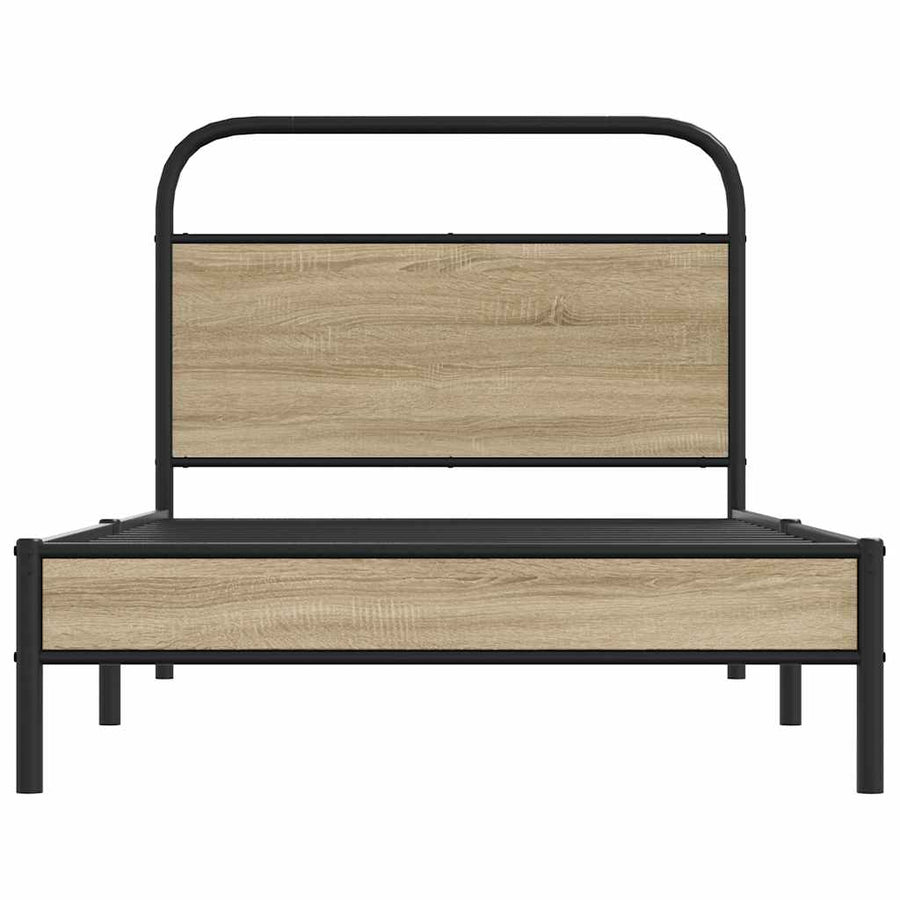 Bedframe zonder matras bewerkt hout gerookt eiken 100x190 cm