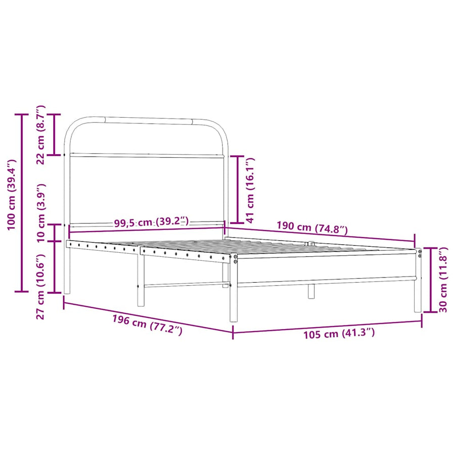 Bedframe zonder matras bewerkt hout gerookt eiken 100x190 cm