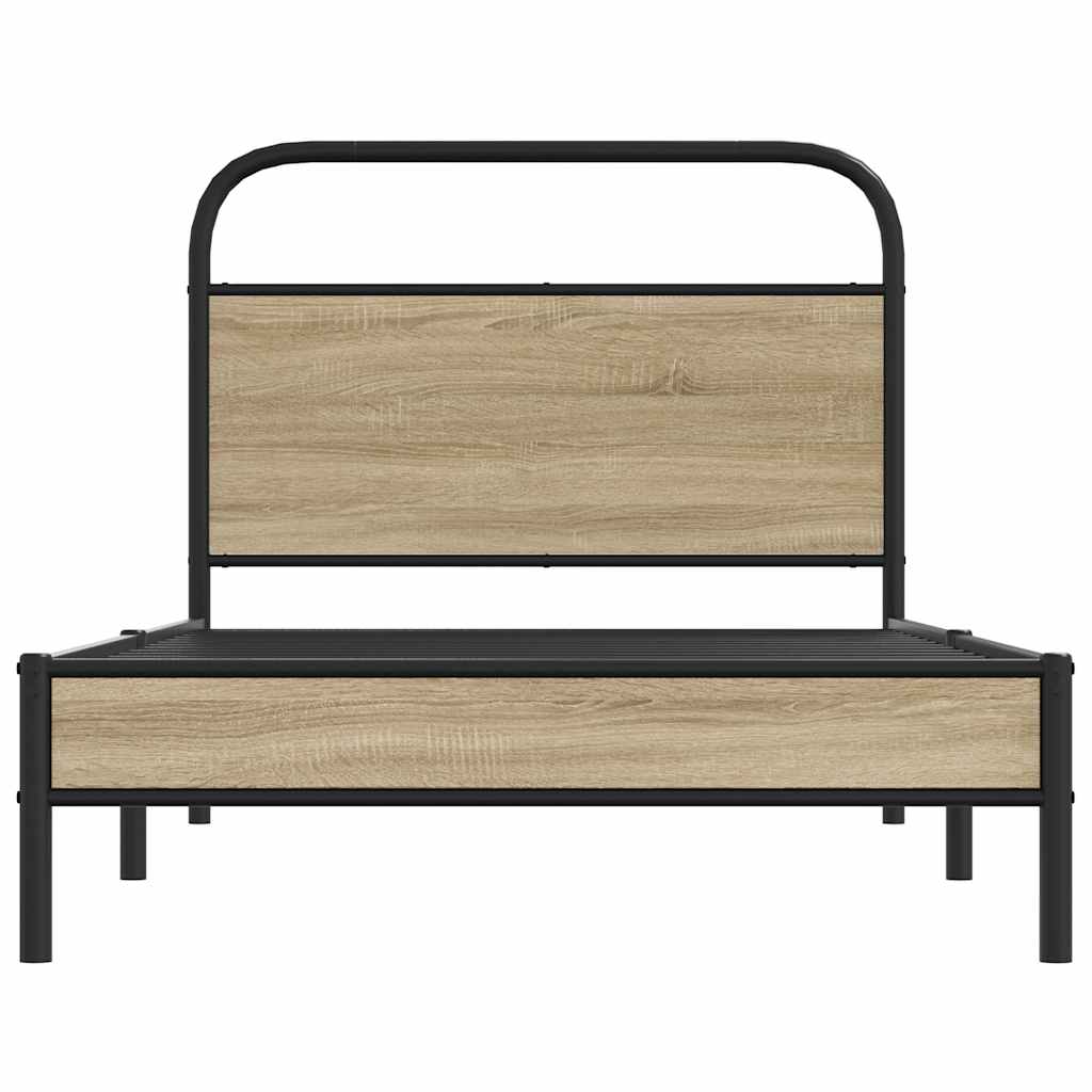 Bedframe zonder matras bewerkt hout gerookt eiken 100x200 cm