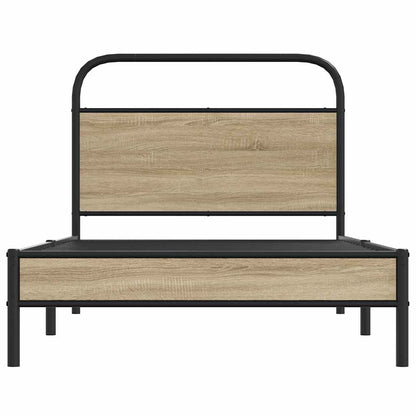 Bedframe zonder matras bewerkt hout gerookt eiken 100x200 cm