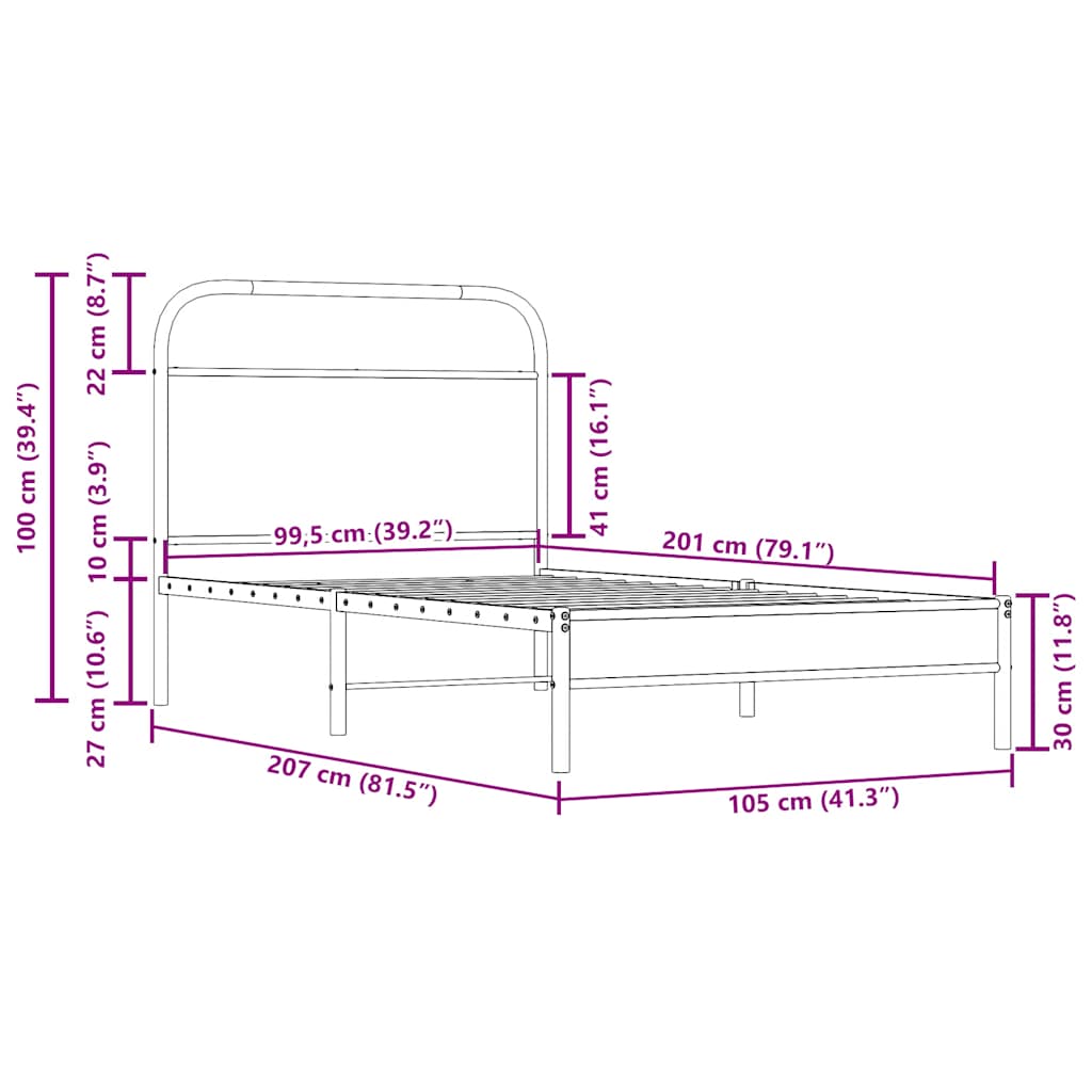 Bedframe zonder matras bewerkt hout gerookt eiken 100x200 cm