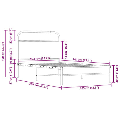 Bedframe zonder matras bewerkt hout gerookt eiken 100x200 cm