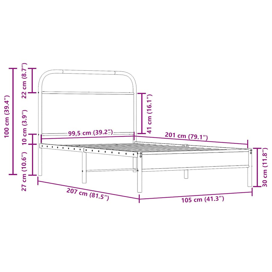 Bedframe zonder matras bewerkt hout gerookt eiken 100x200 cm