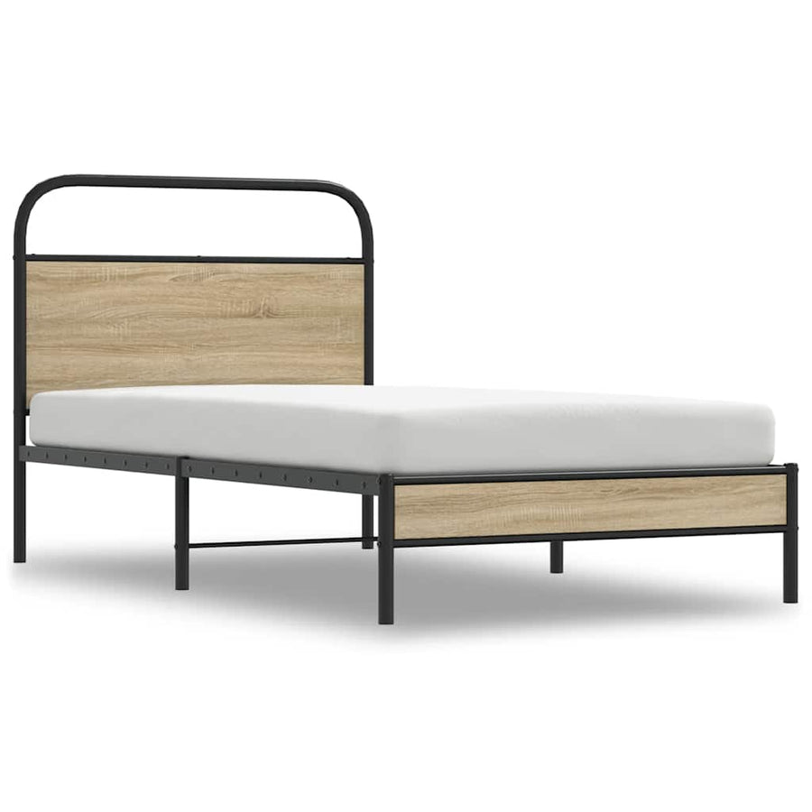 Bedframe zonder matras bewerkt hout gerookt eiken 107x203 cm