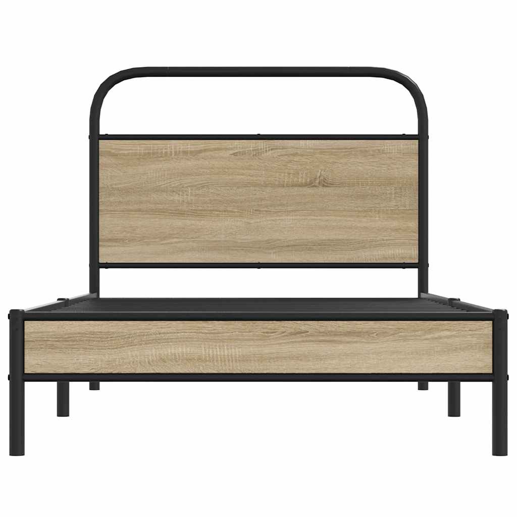 Bedframe zonder matras bewerkt hout gerookt eiken 107x203 cm