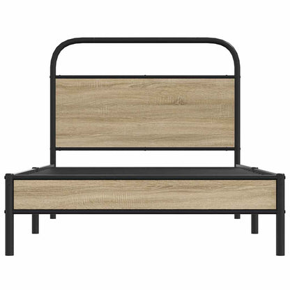 Bedframe zonder matras bewerkt hout gerookt eiken 107x203 cm