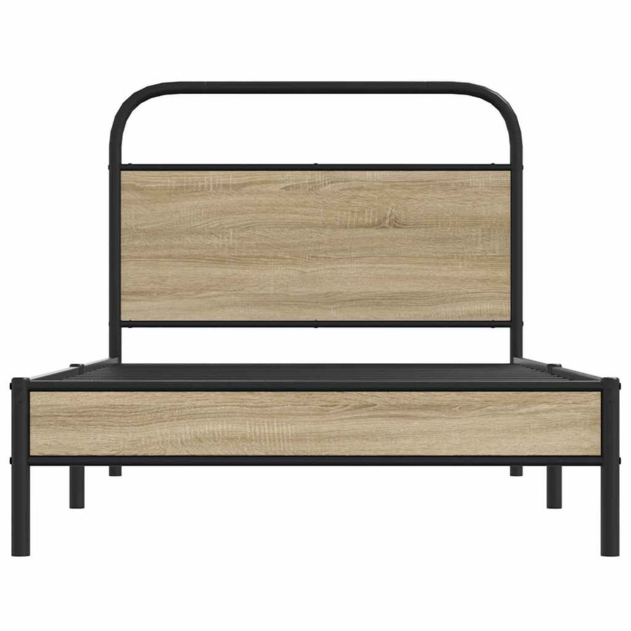 Bedframe zonder matras bewerkt hout gerookt eiken 107x203 cm