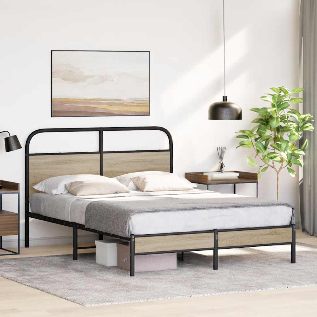 Bedframe zonder matras bewerkt hout gerookt eiken 120x190 cm