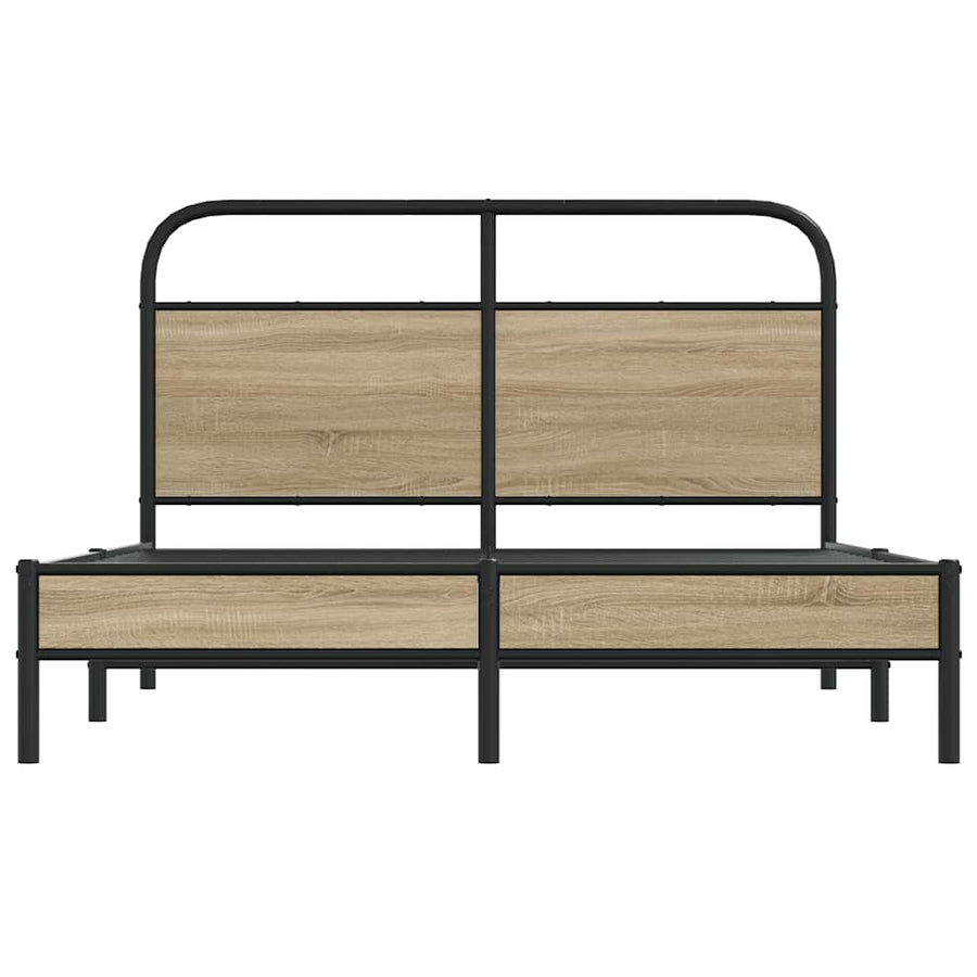 Bedframe zonder matras bewerkt hout gerookt eiken 120x190 cm