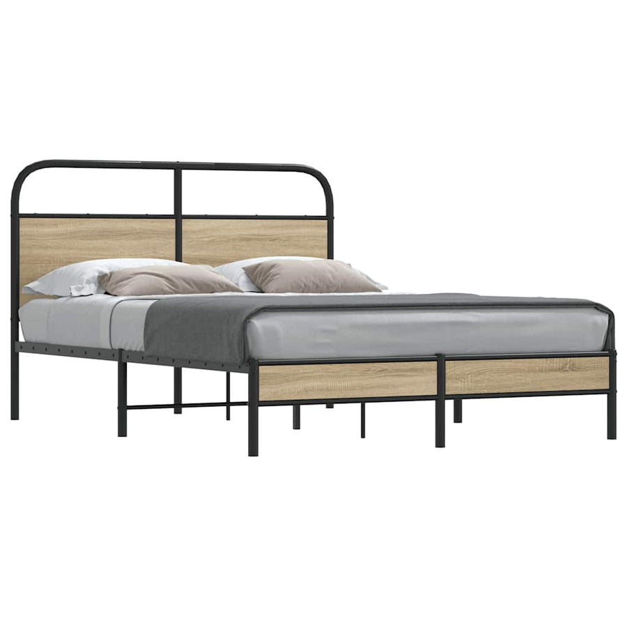 Bedframe zonder matras bewerkt hout gerookt eiken 120x190 cm