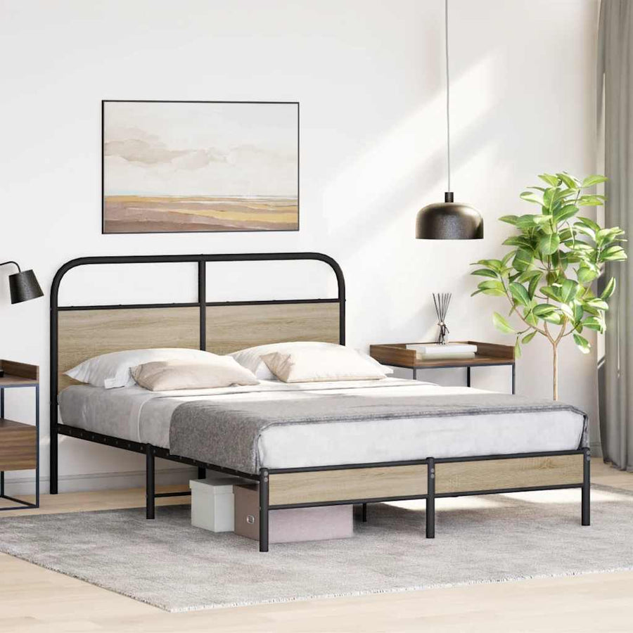 Bedframe zonder matras bewerkt hout gerookt eiken 120x200 cm