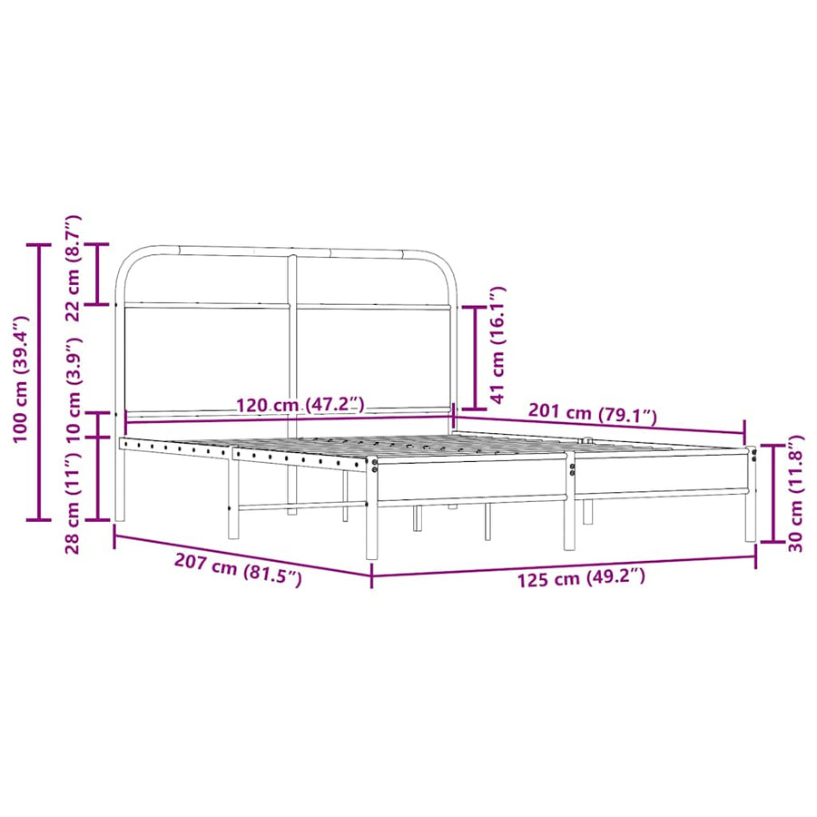 Bedframe zonder matras bewerkt hout gerookt eiken 120x200 cm