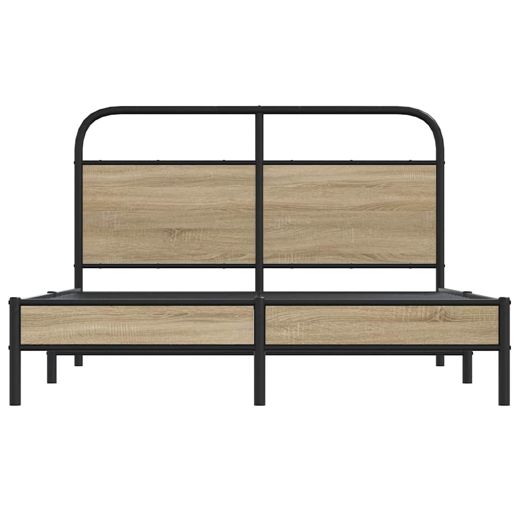 Bedframe zonder matras bewerkt hout gerookt eiken 135x190 cm