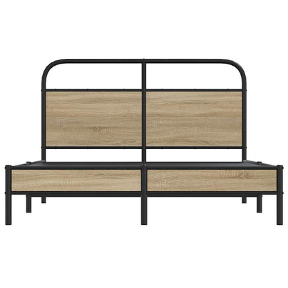Bedframe zonder matras bewerkt hout gerookt eiken 135x190 cm
