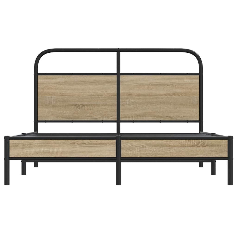 Bedframe zonder matras bewerkt hout gerookt eiken 135x190 cm