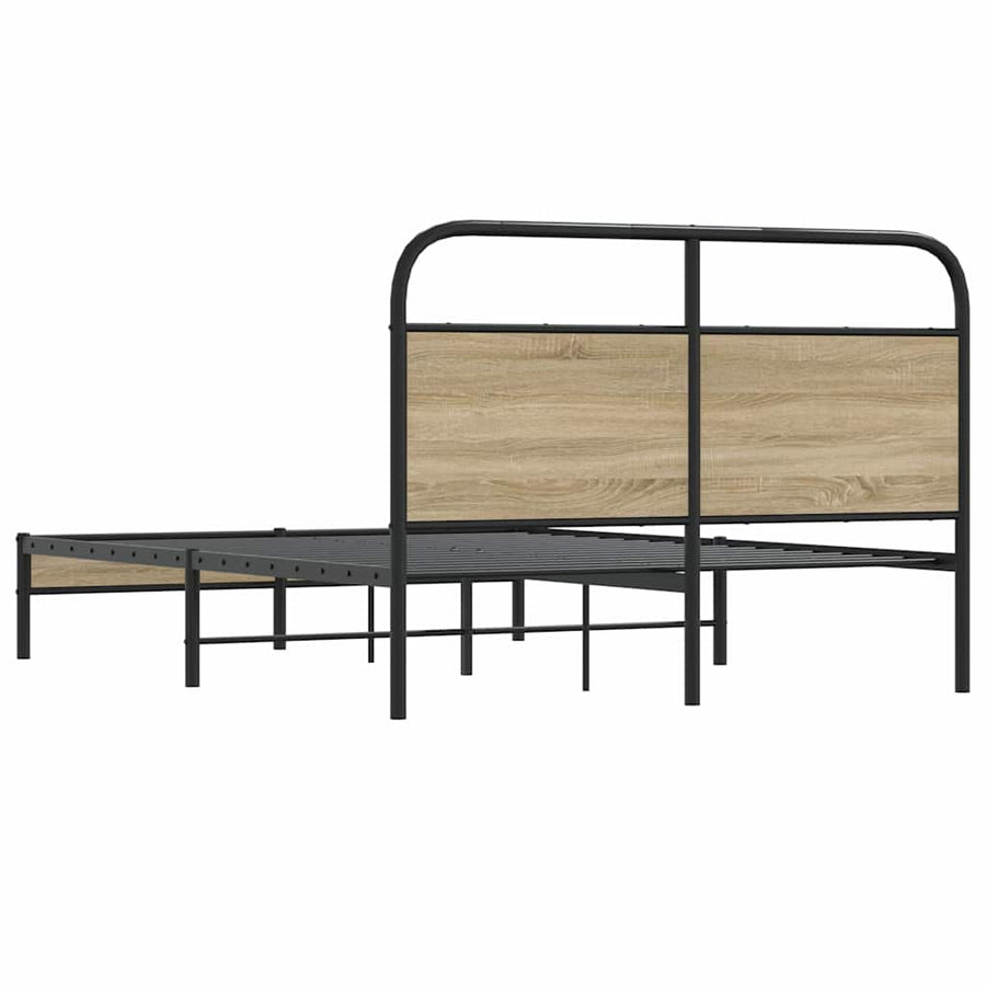 Bedframe zonder matras bewerkt hout gerookt eiken 135x190 cm