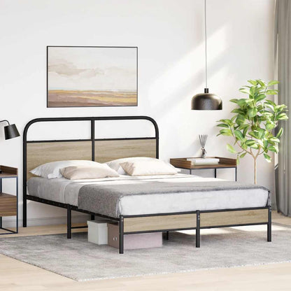 Bedframe zonder matras bewerkt hout gerookt eiken 140x190 cm