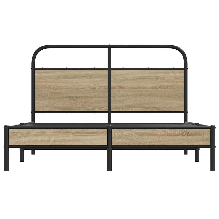 Bedframe zonder matras bewerkt hout gerookt eiken 140x190 cm
