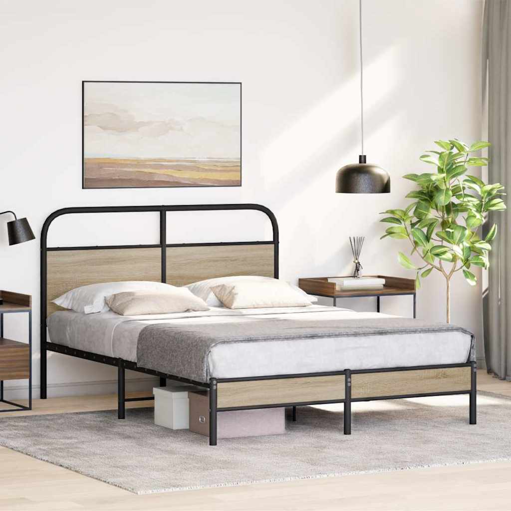 Bedframe zonder matras bewerkt hout gerookt eiken 140x200 cm