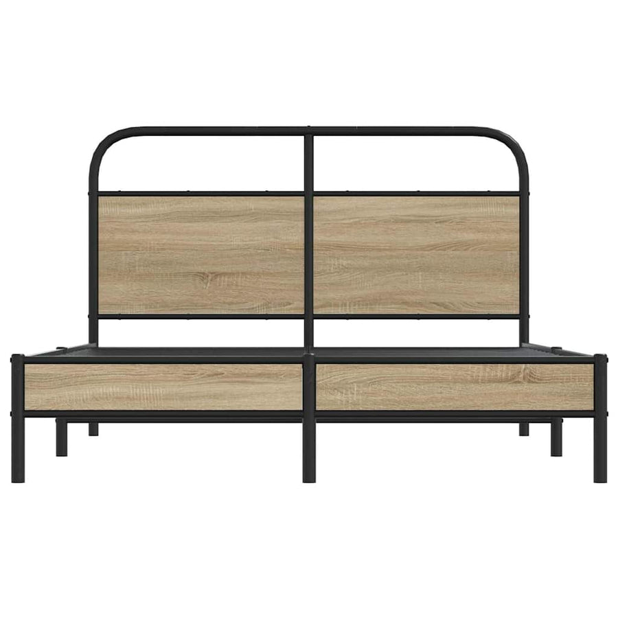 Bedframe zonder matras bewerkt hout gerookt eiken 140x200 cm