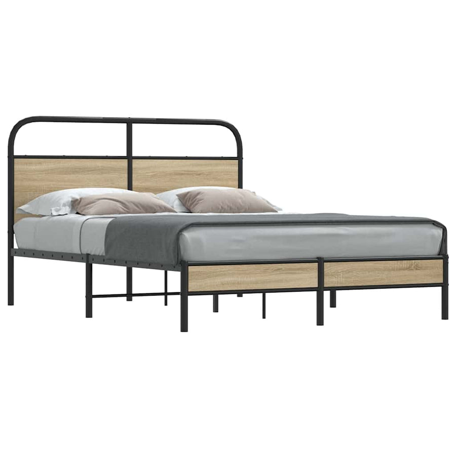 Bedframe zonder matras bewerkt hout gerookt eiken 140x200 cm