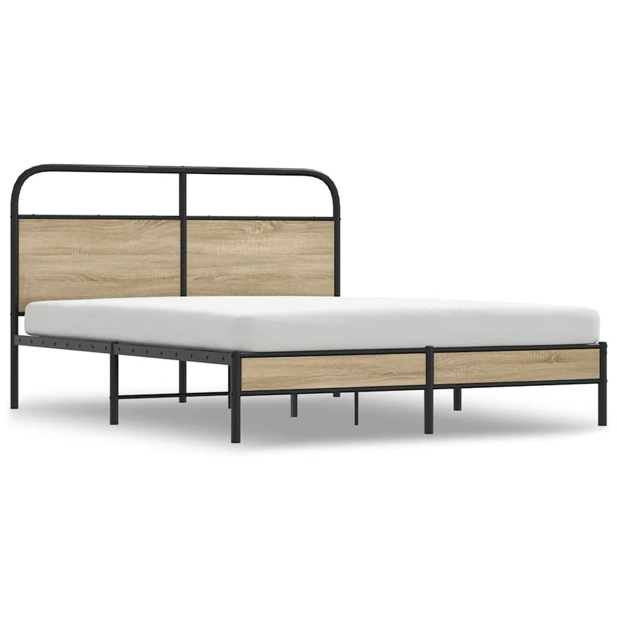 Bedframe zonder matras bewerkt hout gerookt eiken 150x200 cm