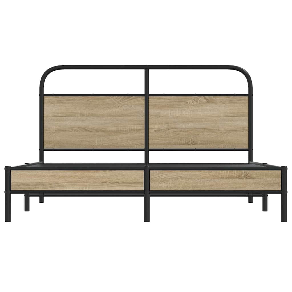 Bedframe zonder matras bewerkt hout gerookt eiken 150x200 cm