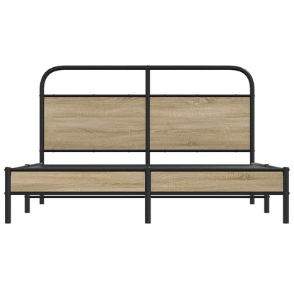 Bedframe zonder matras bewerkt hout gerookt eiken 150x200 cm