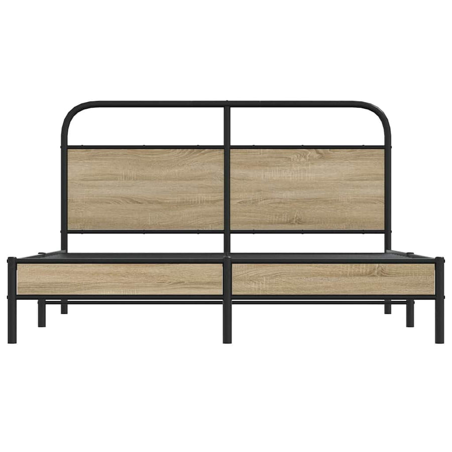 Bedframe zonder matras bewerkt hout gerookt eiken 150x200 cm