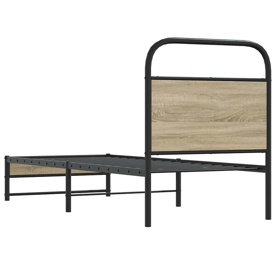 Bedframe zonder matras bewerkt hout gerookt eiken 75x190 cm